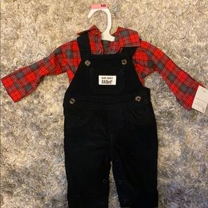 Carters NB Flannel shirt and Corduroy overalls